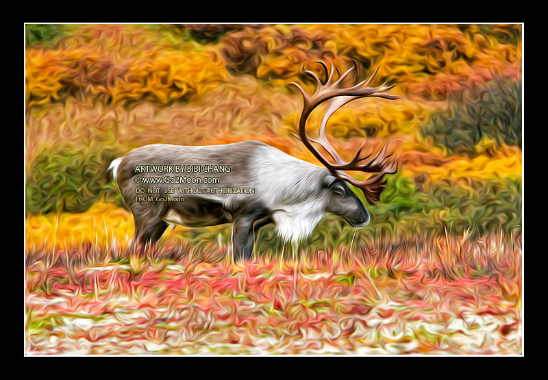 Caribou Oil Painting