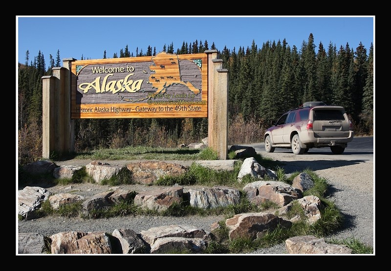 Alaska Canada Border Sign