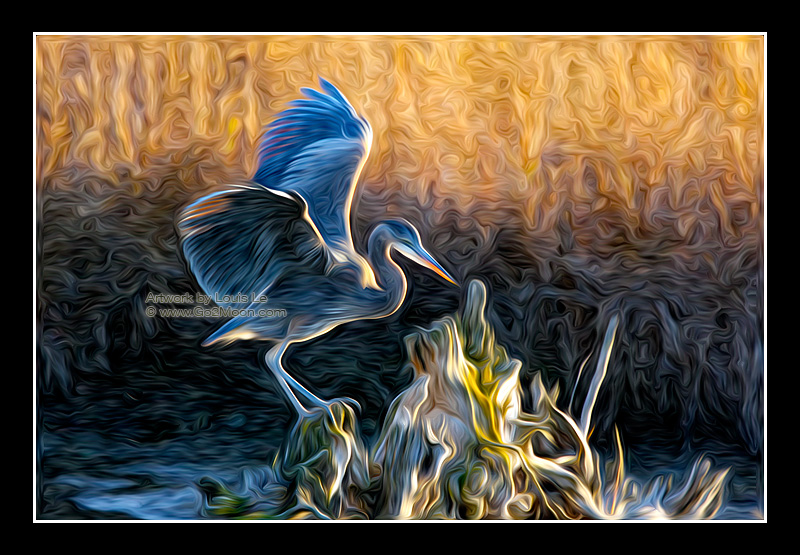 Blue Heron Oil Painting